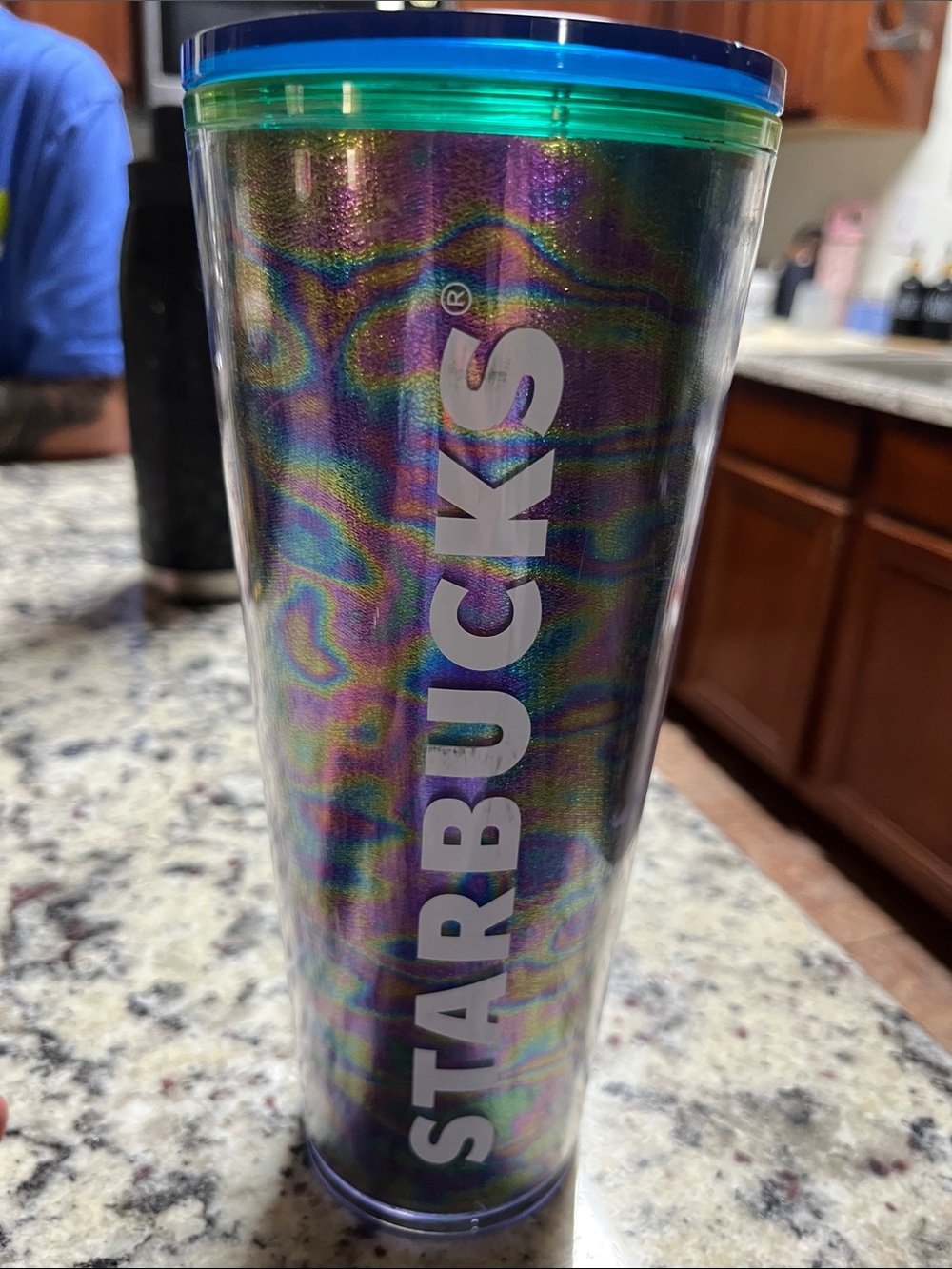 Starbucks Iridescent Rainbow Tumbler with Blue-Green Lid